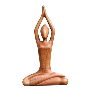 Wooden Yoga Meditation Statue Handmade Abstract Yoga Pose Sculpture Wood Carving Creative Tabletop Ornaments For Living Room acacuss