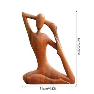 Wooden Yoga Meditation Statue Handmade Abstract Yoga Pose Sculpture Wood Carving Creative Tabletop Ornaments For Living Room acacuss
