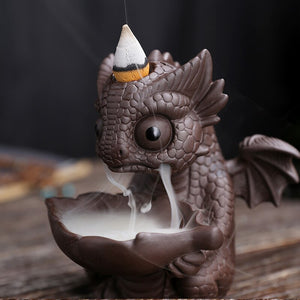 Y Cartoon Dragon Backflow Incense Ceramic Sandalwood Waterfall Incense Holder Cute Dinosaur Decoration Zen Home Fragrance Decor acacuss