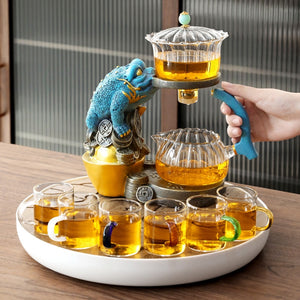 YOMEEI Chinese Glass Automatic Tea Set Anti-Scalding Magnetic Suction Teapot Household Ceramics Toad Tea Coffee Maker Drinkware acacuss