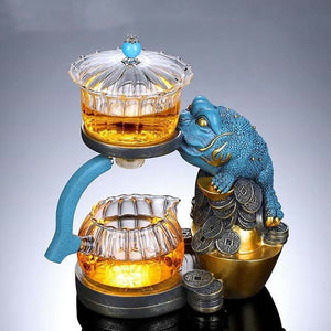 YOMEEI Chinese Glass Automatic Tea Set Anti-Scalding Magnetic Suction Teapot Household Ceramics Toad Tea Coffee Maker Drinkware acacuss
