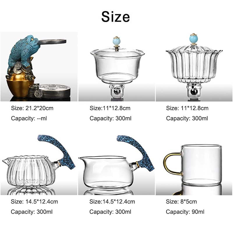 YOMEEI Chinese Glass Automatic Tea Set Anti-Scalding Magnetic Suction Teapot Household Ceramics Toad Tea Coffee Maker Drinkware acacuss
