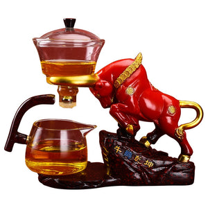YOMEEI New Arrivals Fu Niu Automatic Glass Tea Set Household Living Lazy Rea Bull Teapot Making Transparent Strainer Tea Pot acacuss