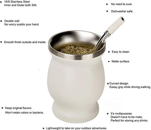 Yerba Mate Gourd Set Double-Wall Stainless Steel Mate Tea Cup and Bombilla Set Includes Yerba Mate Gourd (Cup) With One Bombilla acacuss