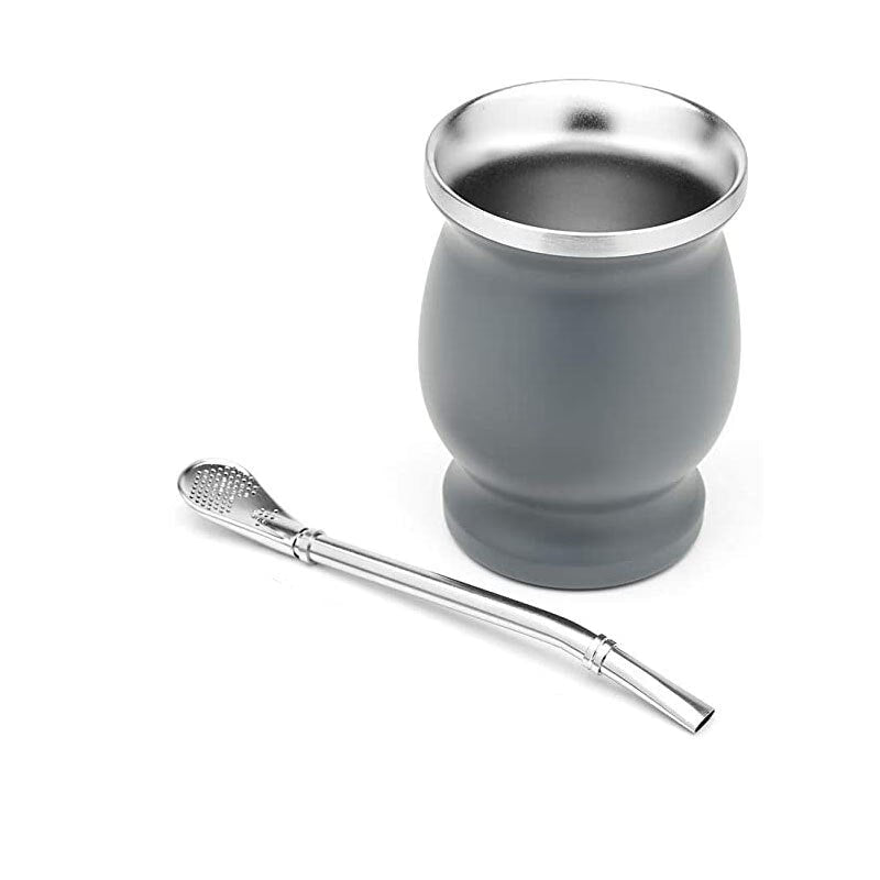 Yerba Mate Gourd Set Double-Wall Stainless Steel Mate Tea Cup and Bombilla Set Includes Yerba Mate Gourd (Cup) With One Bombilla acacuss