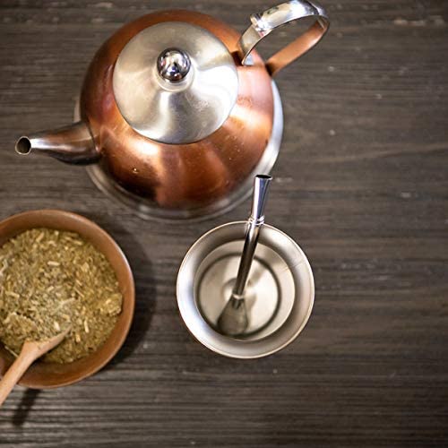 Yerba Mate Set Includes Double Walled 18/8 Stainless Steel Mate Tea Cup,One Bombilla Mate (Straw),a Cleaning Brush (Wood,230ML) acacuss