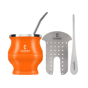 Yerba Mate Set Includes Double Walled Stainless Steel Mate Tea Cup One Bombilla Mate (Straw),a Cleaning Brus，a Tea Separator acacuss