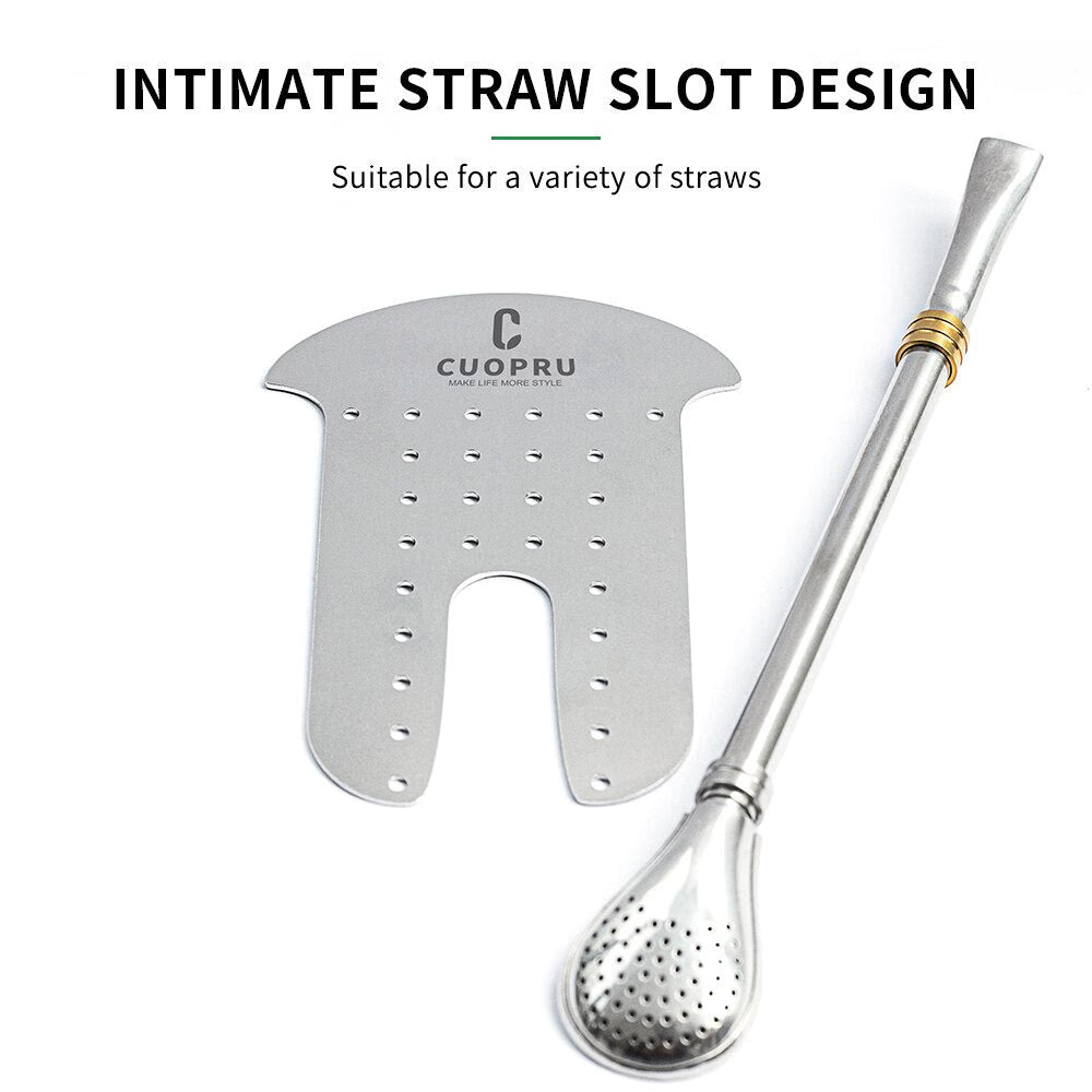 Yerba Mate Set Includes Double Walled Stainless Steel Mate Tea Cup One Bombilla Mate (Straw),a Cleaning Brus，a Tea Separator acacuss