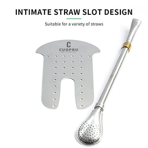 Yerba Mate Set Includes Double Walled Stainless Steel Mate Tea Cup One Bombilla Mate (Straw),a Cleaning Brus，a Tea Separator acacuss