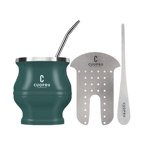 Yerba Mate Set Includes Double Walled Stainless Steel Mate Tea Cup One Bombilla Mate (Straw),a Cleaning Brus，a Tea Separator acacuss