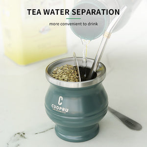 Yerba Mate Set Includes Double Walled Stainless Steel Mate Tea Cup One Bombilla Mate (Straw),a Cleaning Brus，a Tea Separator acacuss