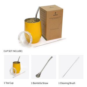 Yerba Mate Tea Cup 304 Stainless Steel Cup With Lid Heat Resistant Portable Tea Mug With Straw And Brush Water Thermos Bottle acacuss