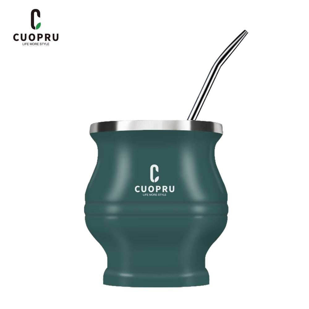 Yerba Mate Tea Cup Double-walled Mate Cup with Straw Stainless Steel Yerba Mate Set with Bombilla Yerba Mate acacuss