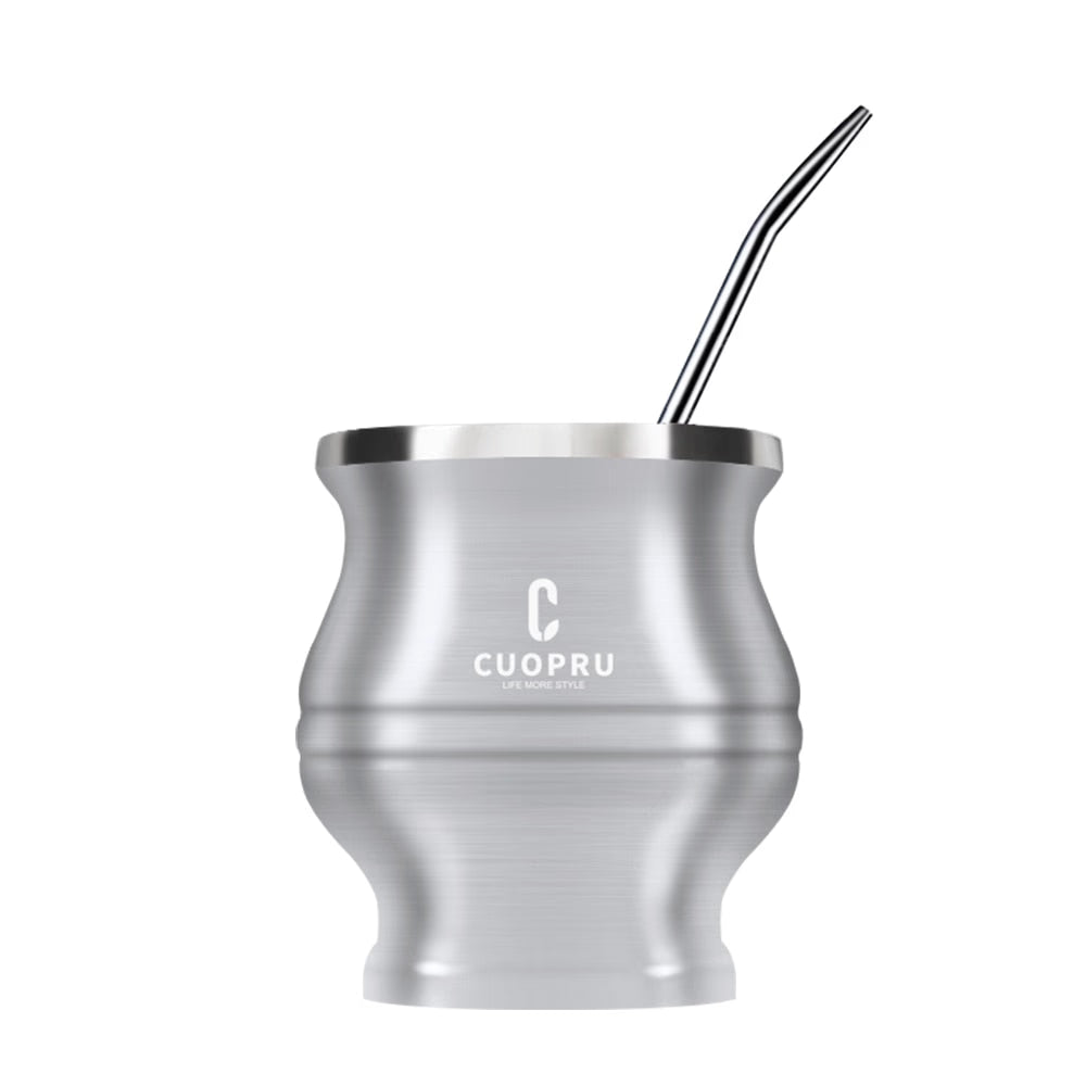 Yerba Mate Tea Cup Double-walled Mate Cup with Straw Stainless Steel Yerba Mate Set with Bombilla Yerba Mate acacuss