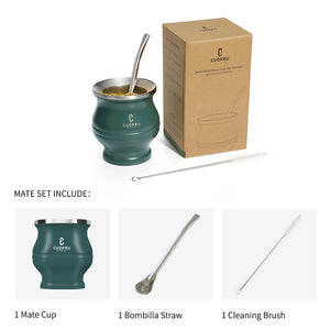Yerba Mate Tea Cup Double-walled Mate Cup with Straw Stainless Steel Yerba Mate Set with Bombilla Yerba Mate acacuss
