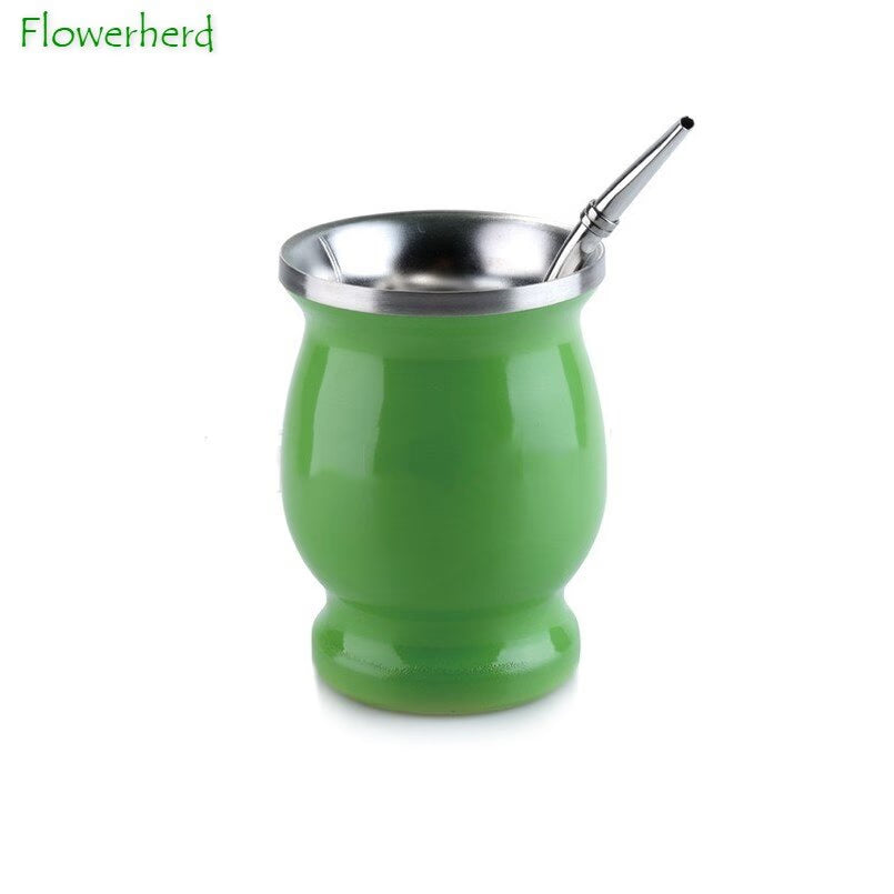 Yerba Mate Tea Cup Drinkware Teaware Insulated Cup Stainless Steel Straw Spoon Special Argentina Gourd Cup Mug acacuss