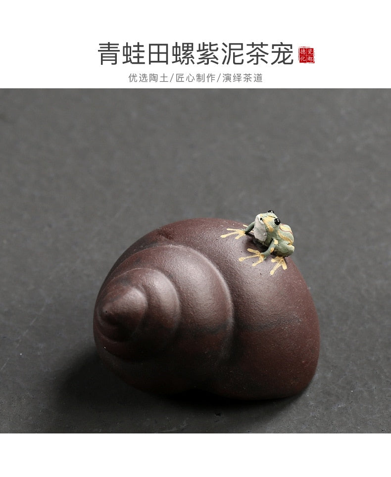 Yixing Handmade Purple Sand Tea PetCreative Frog Water Spray Kung Fu Tea SetTea Tray Ornaments Home Tea Table TeaPlay acacuss