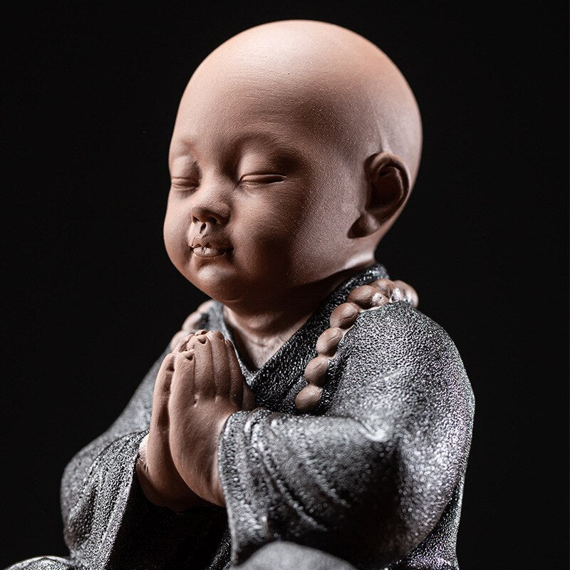 Yoga Monk Ornaments Home Decoration Tea Ceramic Little Novice Monk Fashion Buddha Statue acacuss