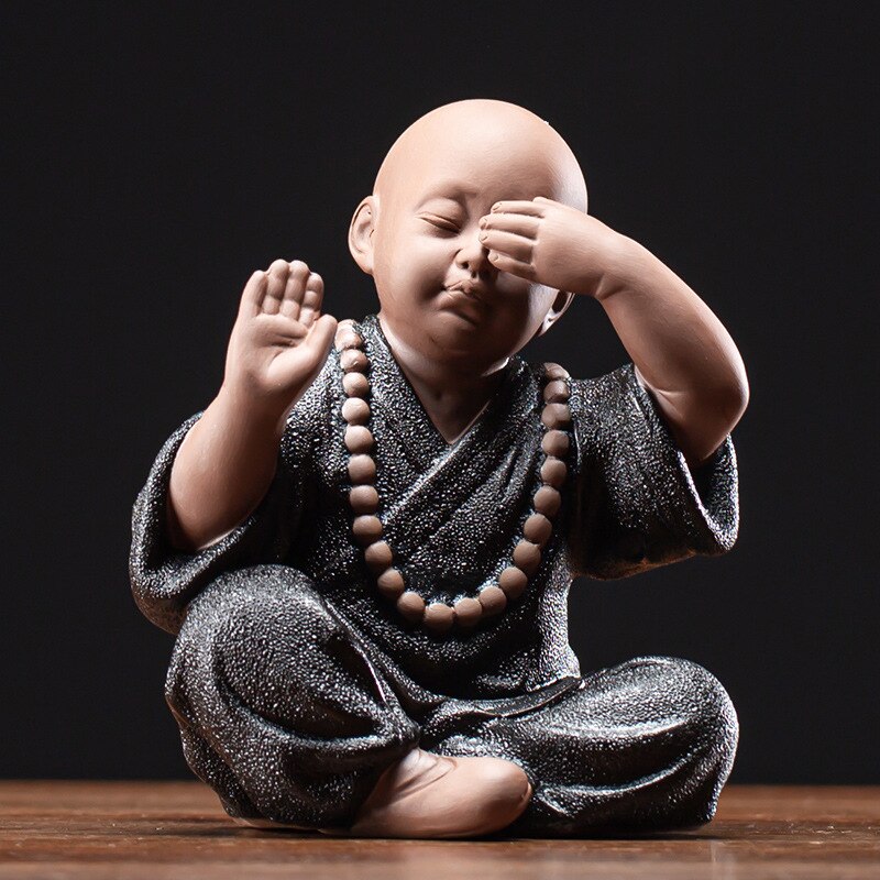 Yoga Monk Ornaments Home Decoration Tea Ceramic Little Novice Monk Fashion Buddha Statue acacuss