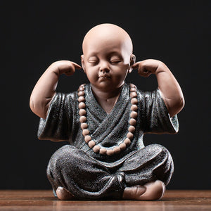Yoga Monk Ornaments Home Decoration Tea Ceramic Little Novice Monk Fashion Buddha Statue acacuss