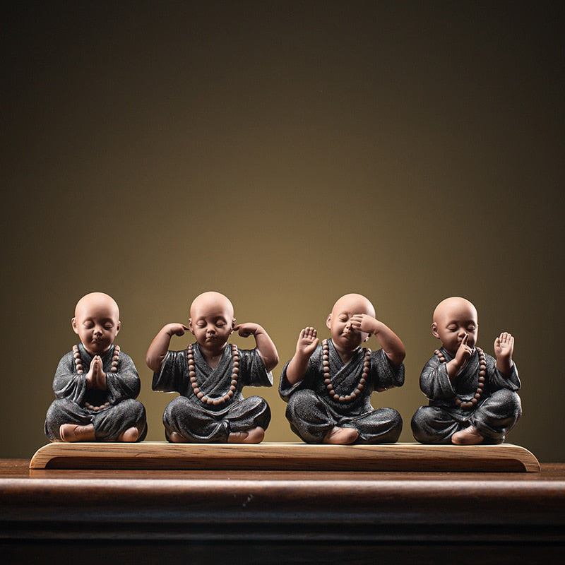 Yoga Monk Ornaments Home Decoration Tea Ceramic Little Novice Monk Fashion Buddha Statue acacuss