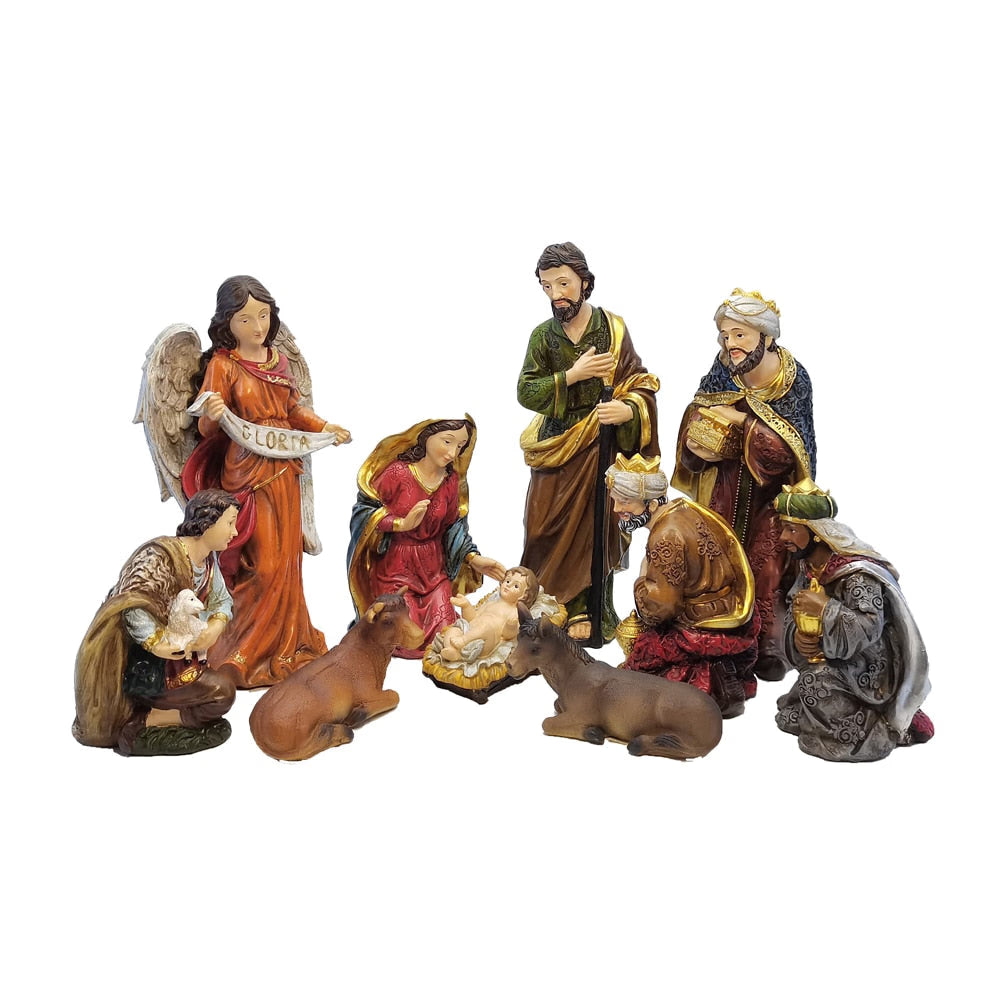 Zayton Statue Nativity Scene Set Baby Jesus Manger Christmas Crib Figurines Miniatures Ornament Church Xmas Gift Home Decoration acacuss