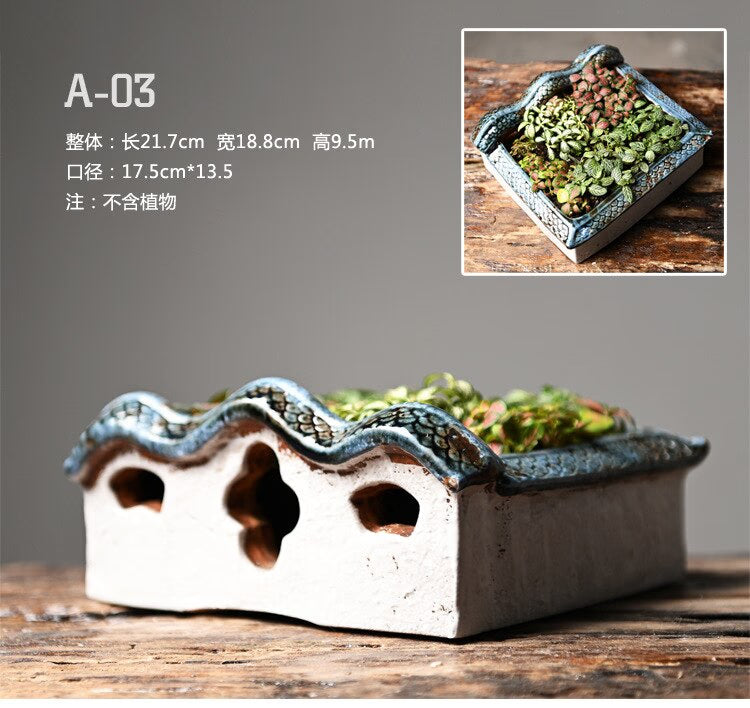 Zen Ceramic Flower Pot for Plants Succulents Desktop Garden Decoration Landscaping Chinese House Huipai Ceramic Vase Gift acacuss