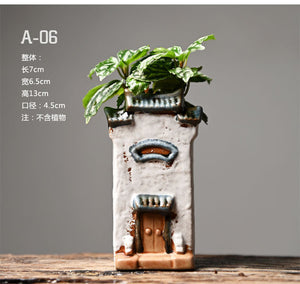 Zen Ceramic Flower Pot for Plants Succulents Desktop Garden Decoration Landscaping Chinese House Huipai Ceramic Vase Gift acacuss