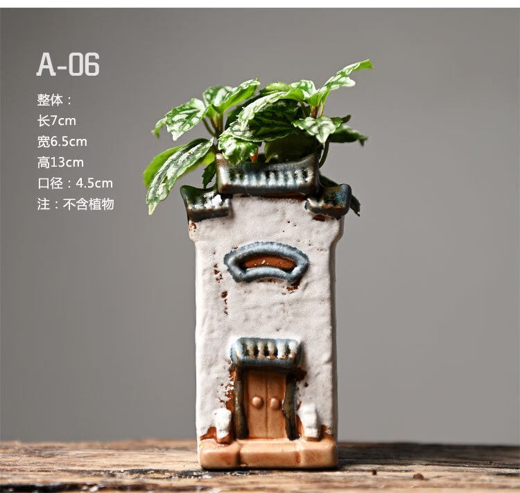 Zen Ceramic Flower Pot for Plants Succulents Desktop Garden Decoration Landscaping Chinese House Huipai Ceramic Vase Gift acacuss