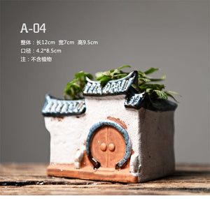 Zen Ceramic Flower Pot for Plants Succulents Desktop Garden Decoration Landscaping Chinese House Huipai Ceramic Vase Gift acacuss