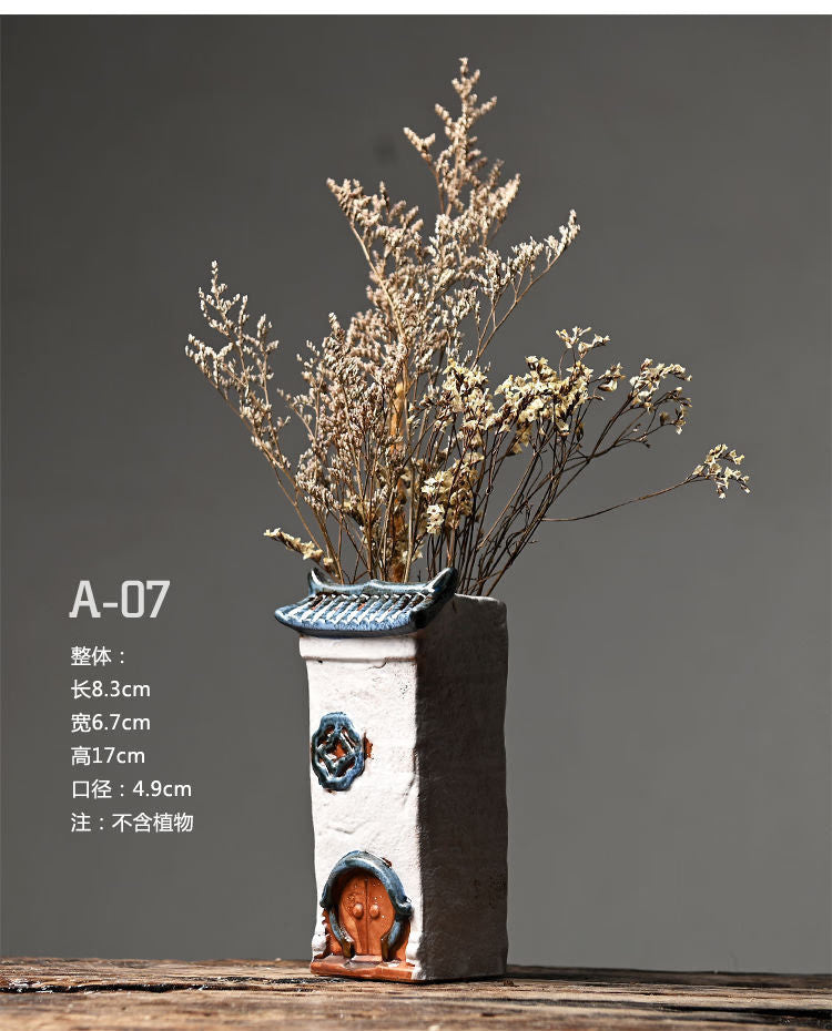 Zen Ceramic Flower Pot for Plants Succulents Desktop Garden Decoration Landscaping Chinese House Huipai Ceramic Vase Gift acacuss