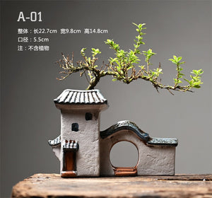 Zen Ceramic Flower Pot for Plants Succulents Desktop Garden Decoration Landscaping Chinese House Huipai Ceramic Vase Gift acacuss