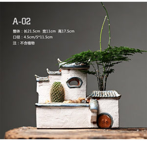 Zen Ceramic Flower Pot for Plants Succulents Desktop Garden Decoration Landscaping Chinese House Huipai Ceramic Vase Gift acacuss