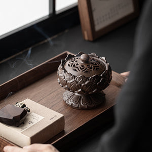Zen Ceramic Lotus Incense Burner Home Decoration Incense Cone Incense Tray Container Chinese-style Tea Room Decoration acacuss