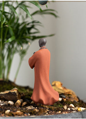 Zen Purple Sand Pray Little Monk Tea Pet Figure Sculpture Fairy Garden Statues Landscape Tearoom Decoration Meditation Buddhism acacuss