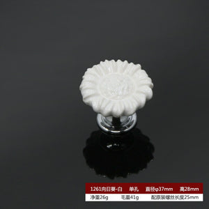 Zinc Alloy Ceramic Handle Round Cabinet Handles Wardrobe Single Hole Desk Drawer Knobs Pastoral Snails Sunflower Fish Pulls acacuss