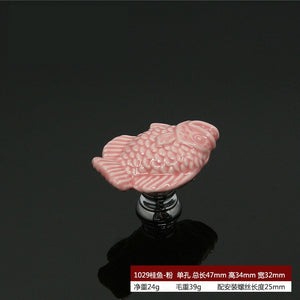 Zinc Alloy Ceramic Handle Round Cabinet Handles Wardrobe Single Hole Desk Drawer Knobs Pastoral Snails Sunflower Fish Pulls acacuss