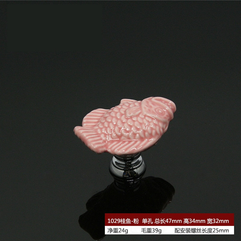 Zinc Alloy Ceramic Handle Round Cabinet Handles Wardrobe Single Hole Desk Drawer Knobs Pastoral Snails Sunflower Fish Pulls acacuss