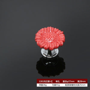 Zinc Alloy Ceramic Handle Round Cabinet Handles Wardrobe Single Hole Desk Drawer Knobs Pastoral Snails Sunflower Fish Pulls acacuss