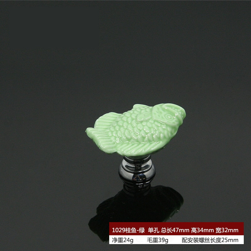Zinc Alloy Ceramic Handle Round Cabinet Handles Wardrobe Single Hole Desk Drawer Knobs Pastoral Snails Sunflower Fish Pulls acacuss