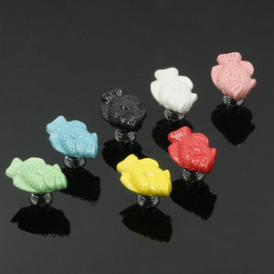 Zinc Alloy Ceramic Handle Round Cabinet Handles Wardrobe Single Hole Desk Drawer Knobs Pastoral Snails Sunflower Fish Pulls acacuss