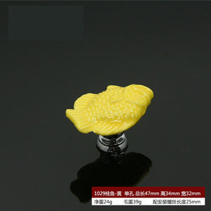 Zinc Alloy Ceramic Handle Round Cabinet Handles Wardrobe Single Hole Desk Drawer Knobs Pastoral Snails Sunflower Fish Pulls acacuss