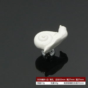 Zinc Alloy Ceramic Handle Round Cabinet Handles Wardrobe Single Hole Desk Drawer Knobs Pastoral Snails Sunflower Fish Pulls acacuss