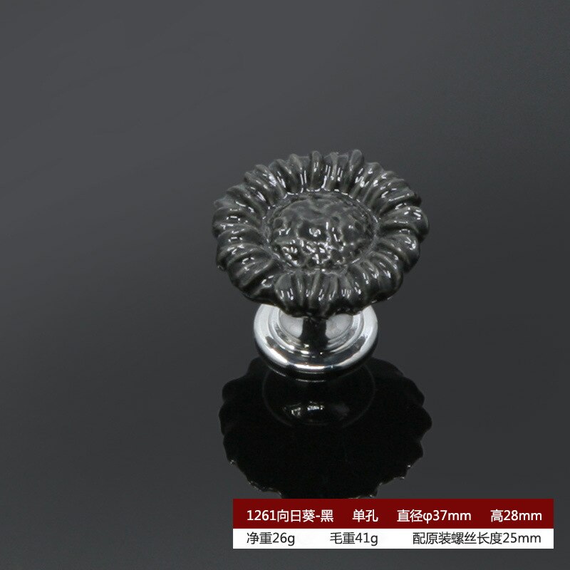 Zinc Alloy Ceramic Handle Round Cabinet Handles Wardrobe Single Hole Desk Drawer Knobs Pastoral Snails Sunflower Fish Pulls acacuss