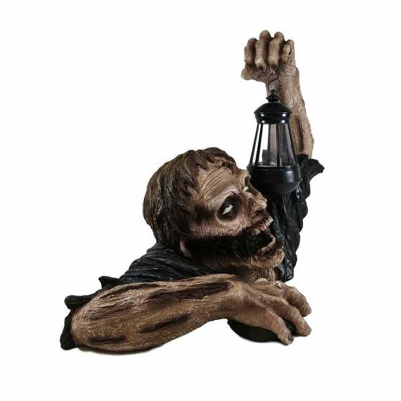 Zombie Lantern Resin Zombie Garden Statues Horror Movie Yard Garden Lawn Gnomes Halloween Outdoor Decor Zombie Statue w Battery acacuss