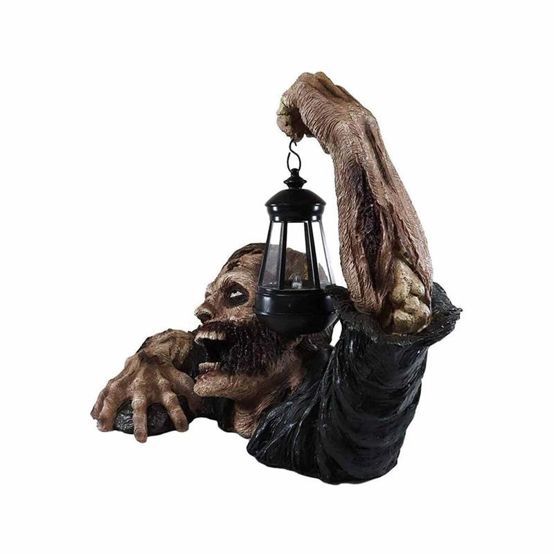Zombie Lantern Resin Zombie Garden Statues Horror Movie Yard Garden Lawn Gnomes Halloween Outdoor Decor Zombie Statue w Battery acacuss