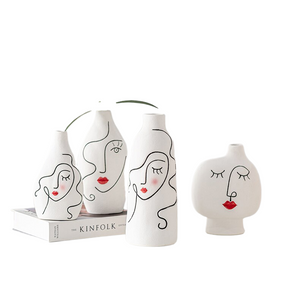 Creative Painting Art Vase Home Decoration Crafts Aesthetic Interior Desktop Ornament Ceramic Vases for Flowers Arrangement Gift acacuss