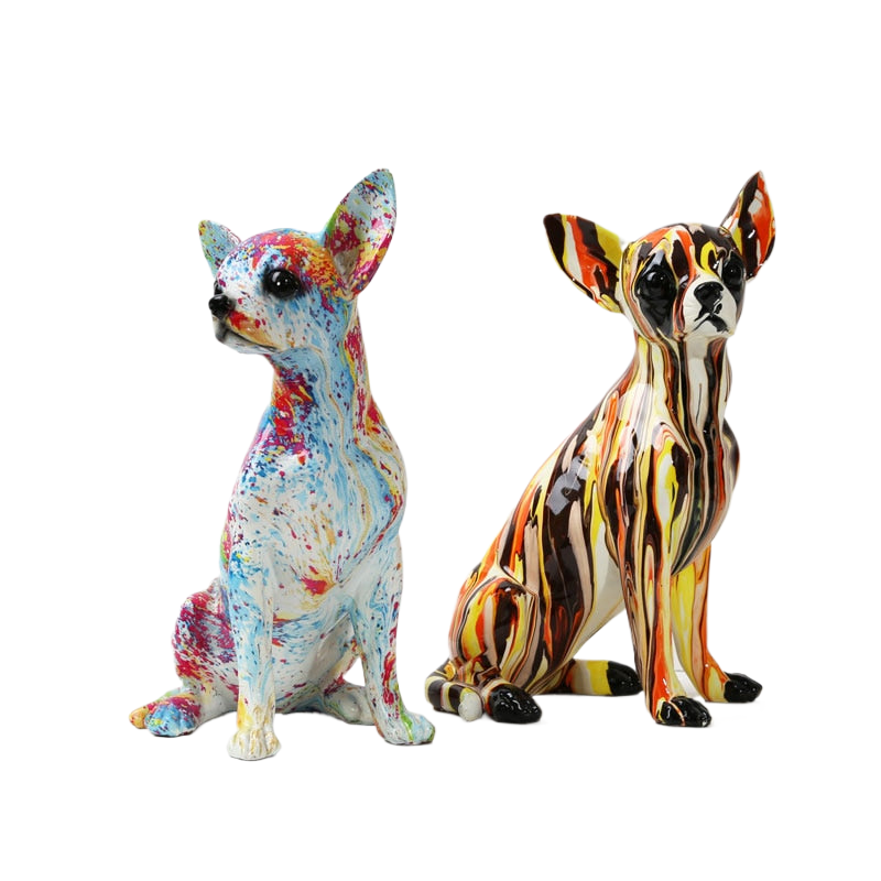 Creative Art Chihuahua Colorful Small Ornaments Resin Dog Crafts Home Decoration Color Modern Simple Office Desktop Craft acacuss