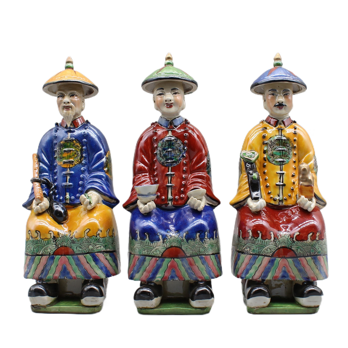 Ceramic chinese emperor statue, Hand painted ceramic figurine, Colorful porcelain, Home decoration acacuss