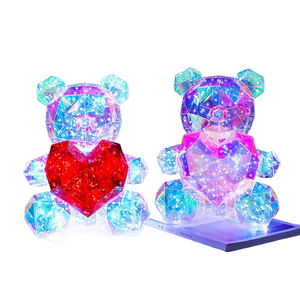 30cm Phantom PVC Multi Faceted Rose Teddy Bear Valentine'S Day Xmas Gift Sequin LED Teddy Bear With Box Wedding Anniversary Gift acacuss
